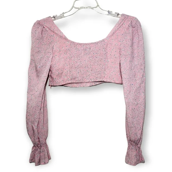 Princess Polly Susanna Crop Top Blush Pink Floral Size 6 - Picture 7 of 9